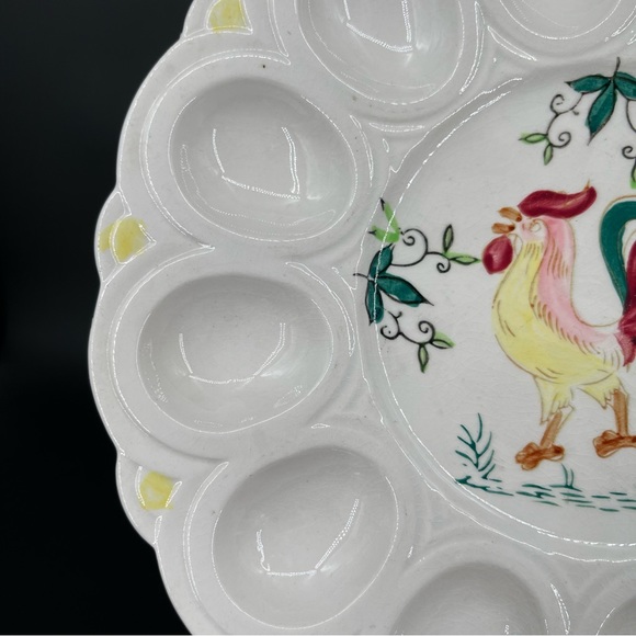 Vintage Rooster Deviled Egg Platter Spring Country Farmhouse - Picture 4 of 7
